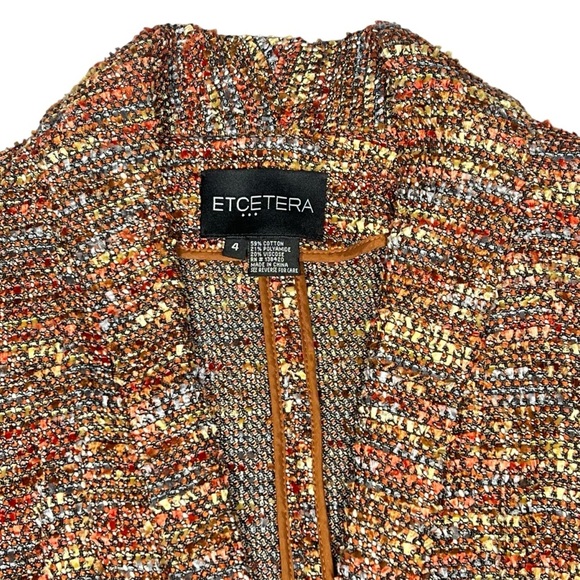 VINTAGE ETCETERA Brown Orange Speckled Tweed Blazer Jacket Women's Size 4 - Picture 8 of 16